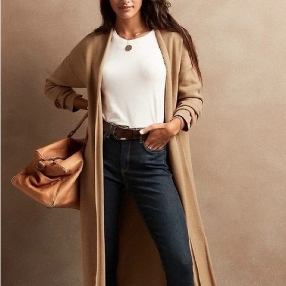 Banana Republic Cream Longline Cardigan Duster Sweater Size Petite Small